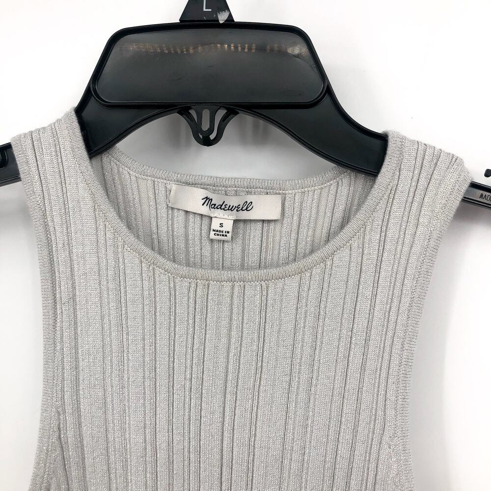 MADEWELL Signature Shimmer Cutaway Sweater Tank Small Silver Vapor Knit NWT - Picture 5 of 10